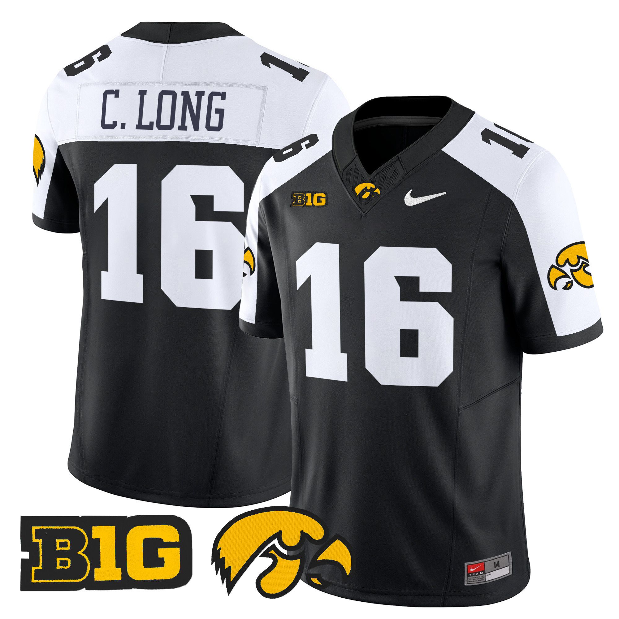 Men Iowa Hawkeyes #16 C.Long Black Nike 2024 Vapor Limited NCAA Jersey->ncaa teams->NCAA Jersey